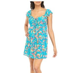BeBop Turquoise Floral Mini Dress